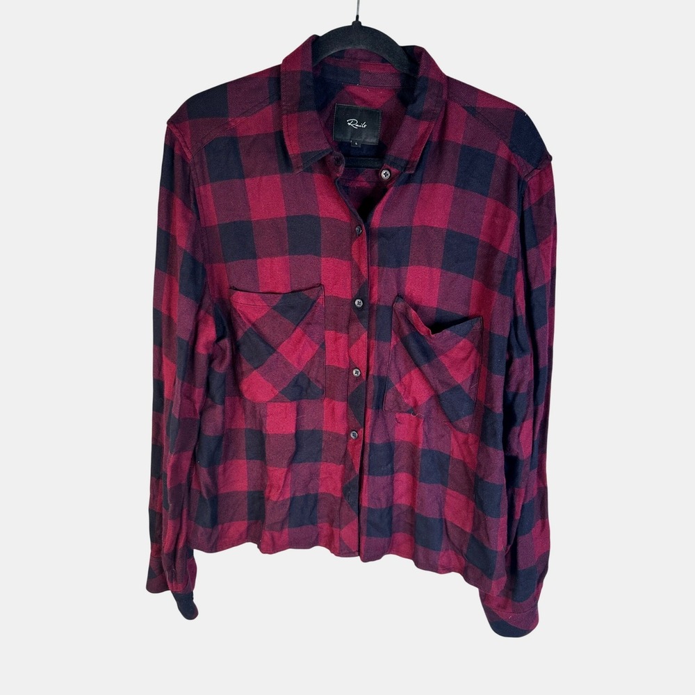 Rails Women's Red Plaid Hunter Button Down Winter Classic Shirt Size Large
